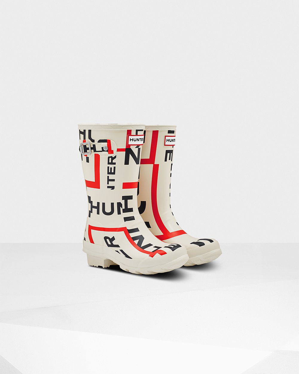 Kids Hunter Original Big Exploded Logo | Rain Boots White | NZ-89167-ALWU